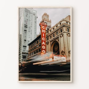 Chicago Theater DIGITAL Print, Chicago Photography Print, Chicago Sign Printable Wall Art, Chicago Travel Poster, Urban Large Wall Art