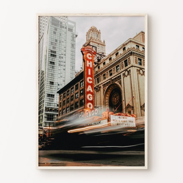 Chicago Theater DIGITAL Print, Chicago Photography Print, Chicago Sign Printable Wall Art, Chicago Travel Poster, Urban Large Wall Art