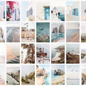 Pacchetto di stampe costiere, stampe artistiche da parete in stile boho per la spiaggia, set di fotografie dell'oceano, decorazioni estive per cottage sulla spiaggia, poster mediterraneo dai colori pastello immagine 4