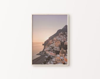 Sunset Amalfi Coast Print, Mediterranean Wall Art, Positano Wall Art, DIGITAL Capri Photography Print, Italian Beach Poster, Italian Riviera