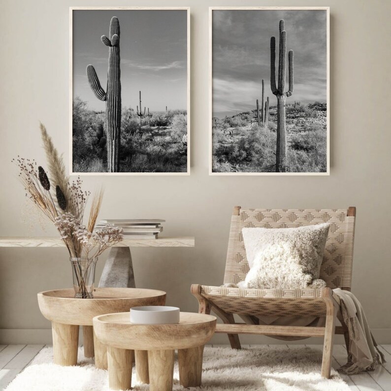 Printable Black and White Desert 2 Pieces Large Wall Art Etsy
