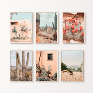 Druckbare Arizona Wüste 6 Stück Fotografie, Grand Canyon 6 Stück große Wandkunst, Saguaro Kaktus Wüste Galeriewandset, Natur Kunst