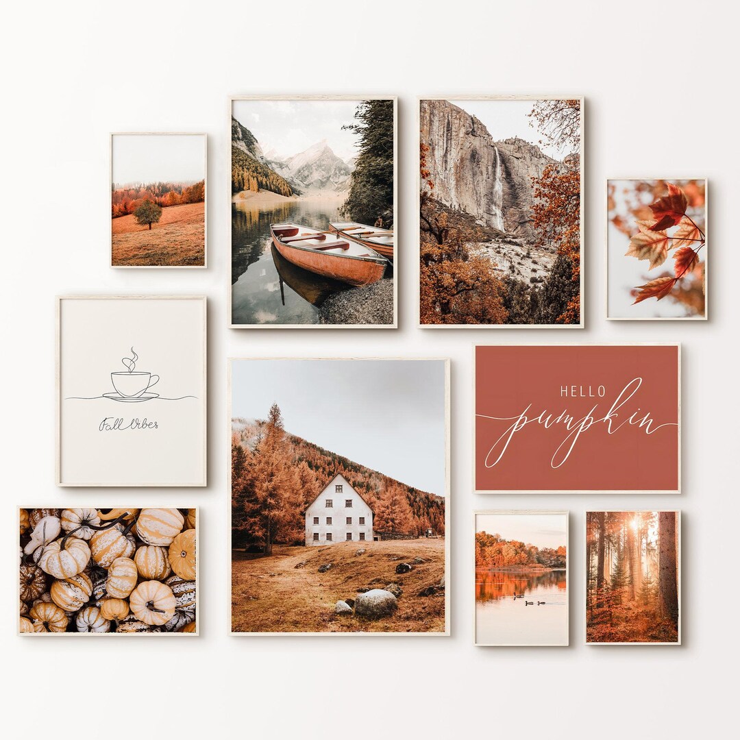 Autumn Gallery Wall Set, Fall Forest Set of 10 Photography, Printable ...