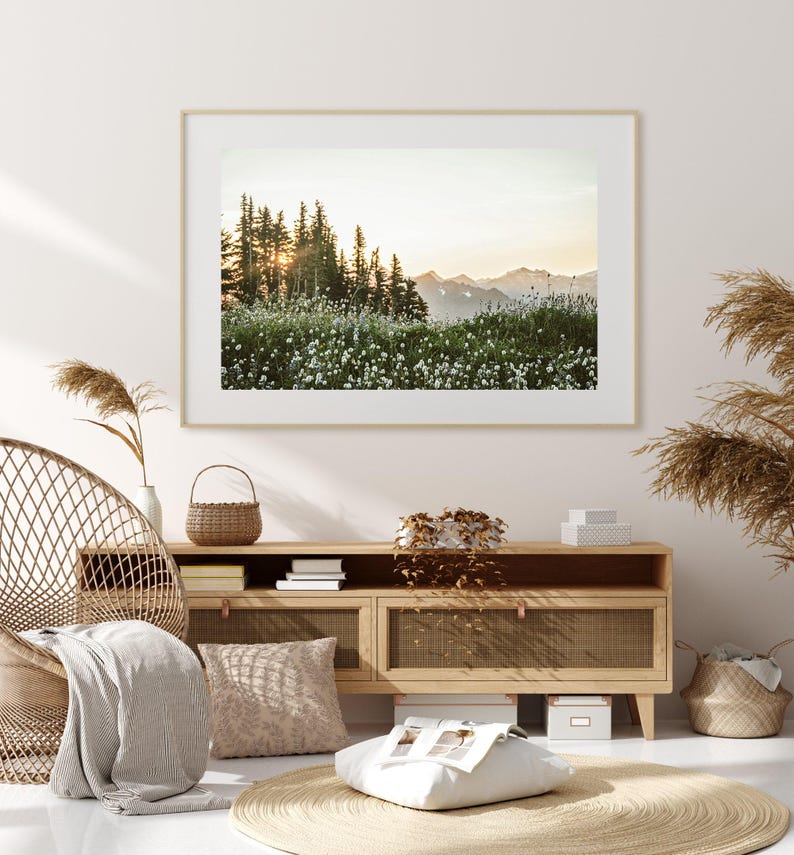 Druckbare Wildblumen Fotografie, Natur Landschaft große Wandkunst, grüne Natur Digitaldruck, nordische Wald Wandkunst, Instant Download Bild 7