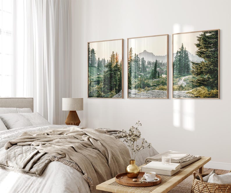 Mountain Set of 3 Prints, Printable Nature Landscape 3 Pieces Wall Art ...