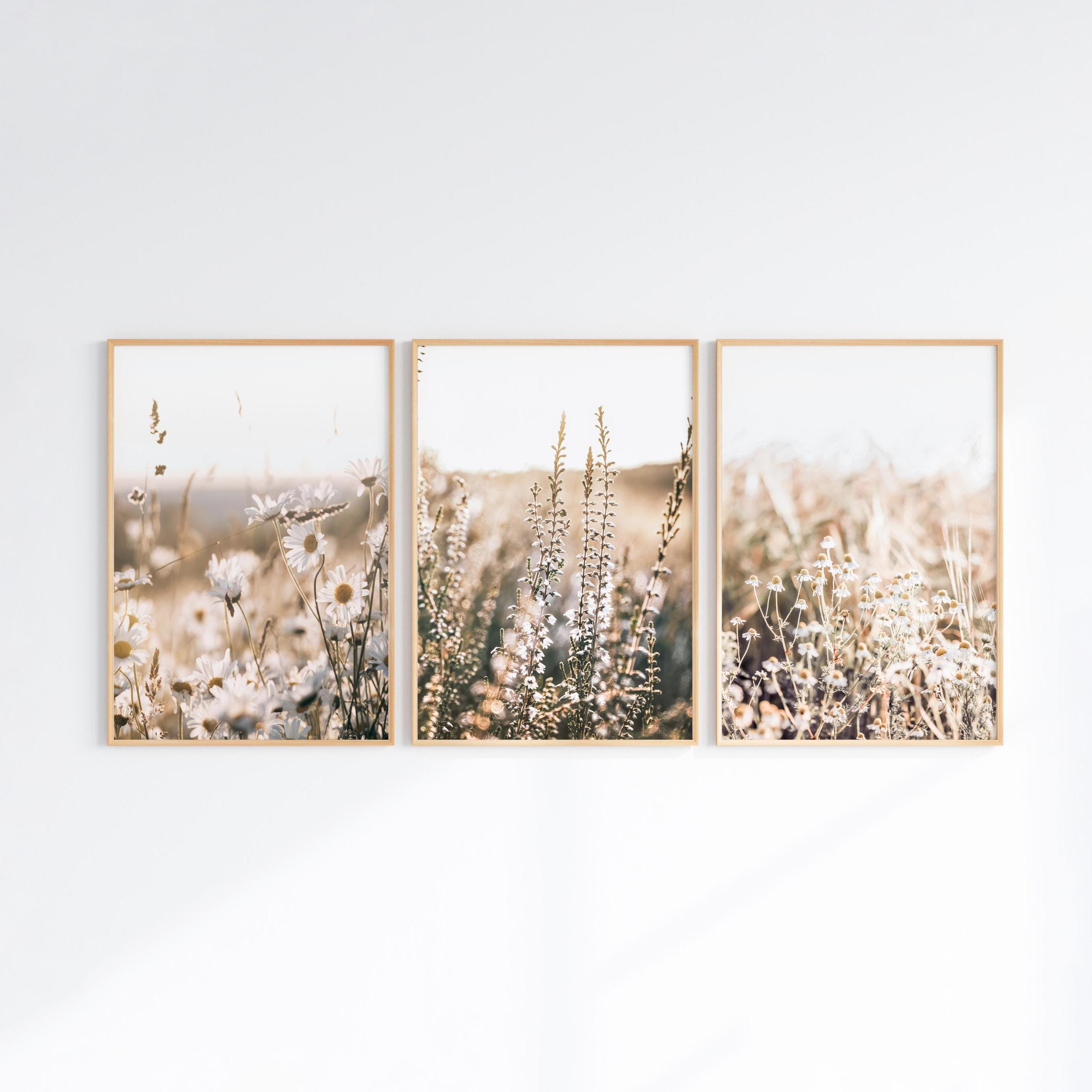 Wildflowers Set of 3 Photography: Muted Floral Landscape Wall Art ...