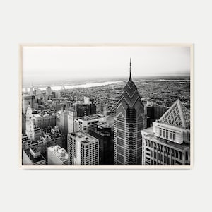 Philadelphia Skyline Printable Black and White Photography, Buildings Digital Print, Philadelphia Large Wall Art, American City Poster