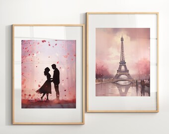 Valentine's Day Printable Wall Art, Set of 2 Romantic Art For Valentine, Valentine's Day Home Decor, Love Wall Art, Instant Download