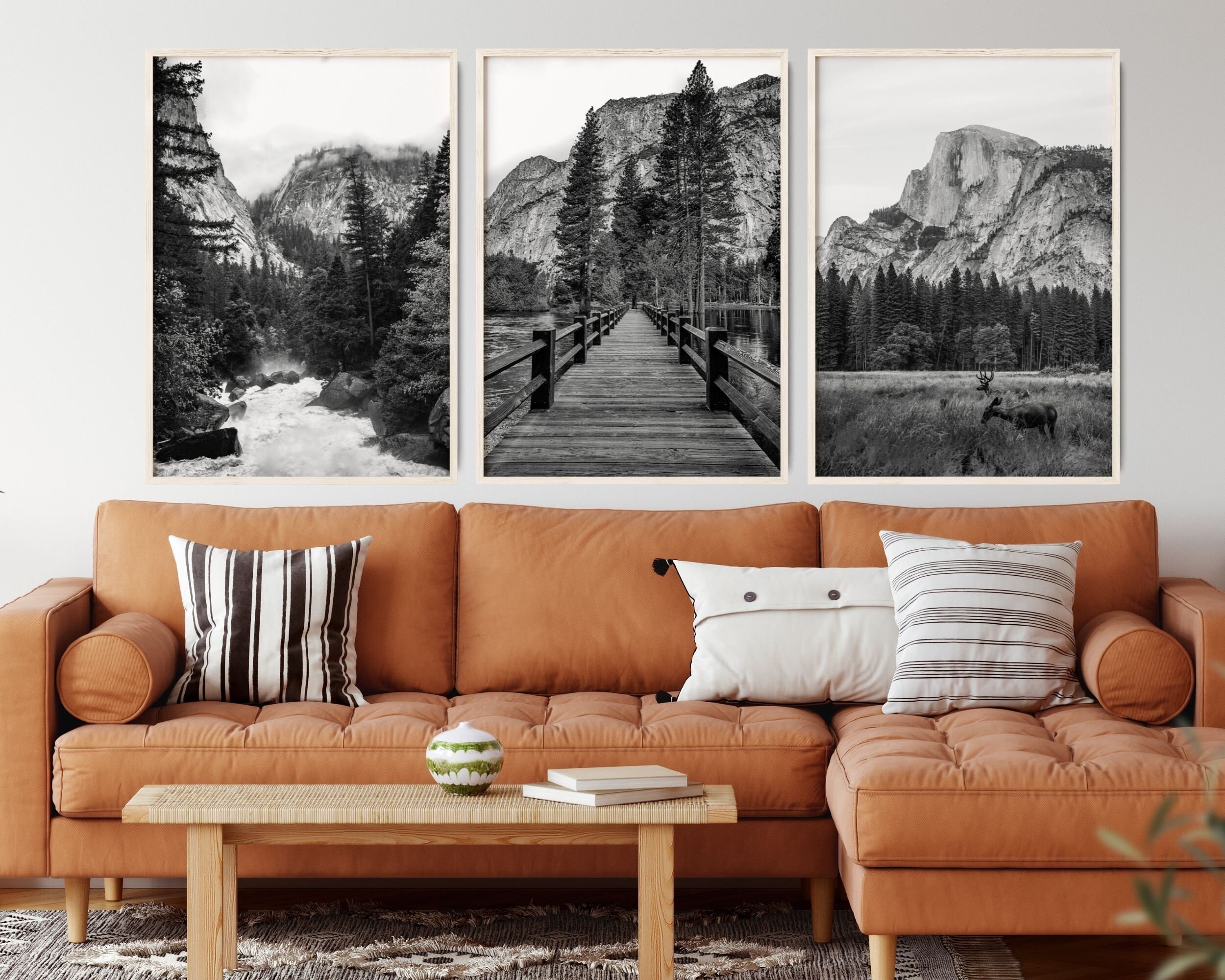 Black and White Yosemite Wall Art Set of 3 Yosemite National Etsy