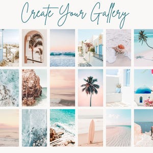 Pacchetto di stampe costiere, stampe artistiche da parete in stile boho per la spiaggia, set di fotografie dell'oceano, decorazioni estive per cottage sulla spiaggia, poster mediterraneo dai colori pastello immagine 3