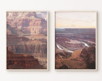 Grand Canyon Arizona Set of 2 Prints, Desert 2 Pieces Wall Art, Southwestern Print, Nature Gallery Wall Set, Printable Canyon Large Wall Art