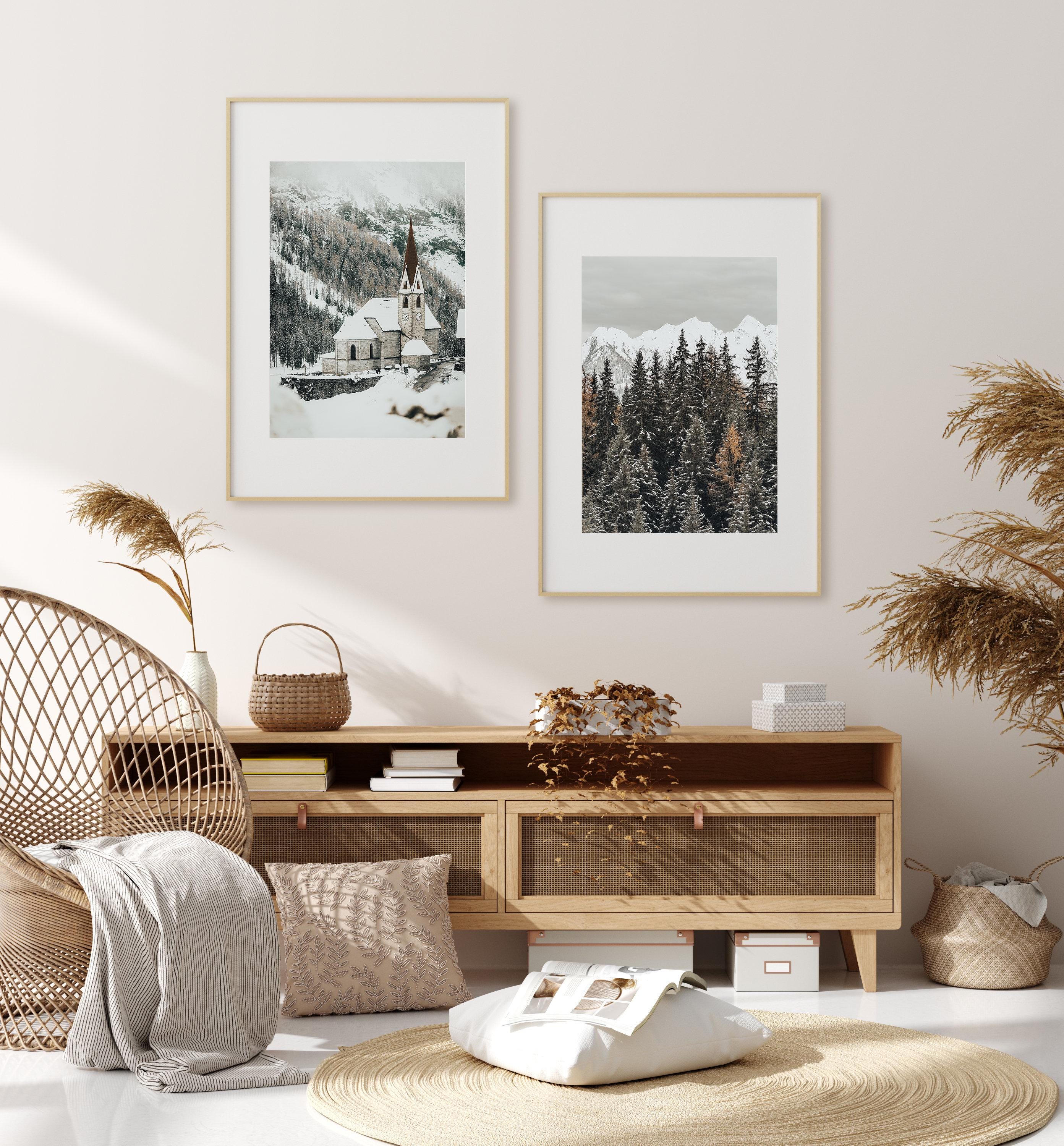 Set of 2 Winter Forest Printable Photography, Mountain Wall Art, Snowy ...