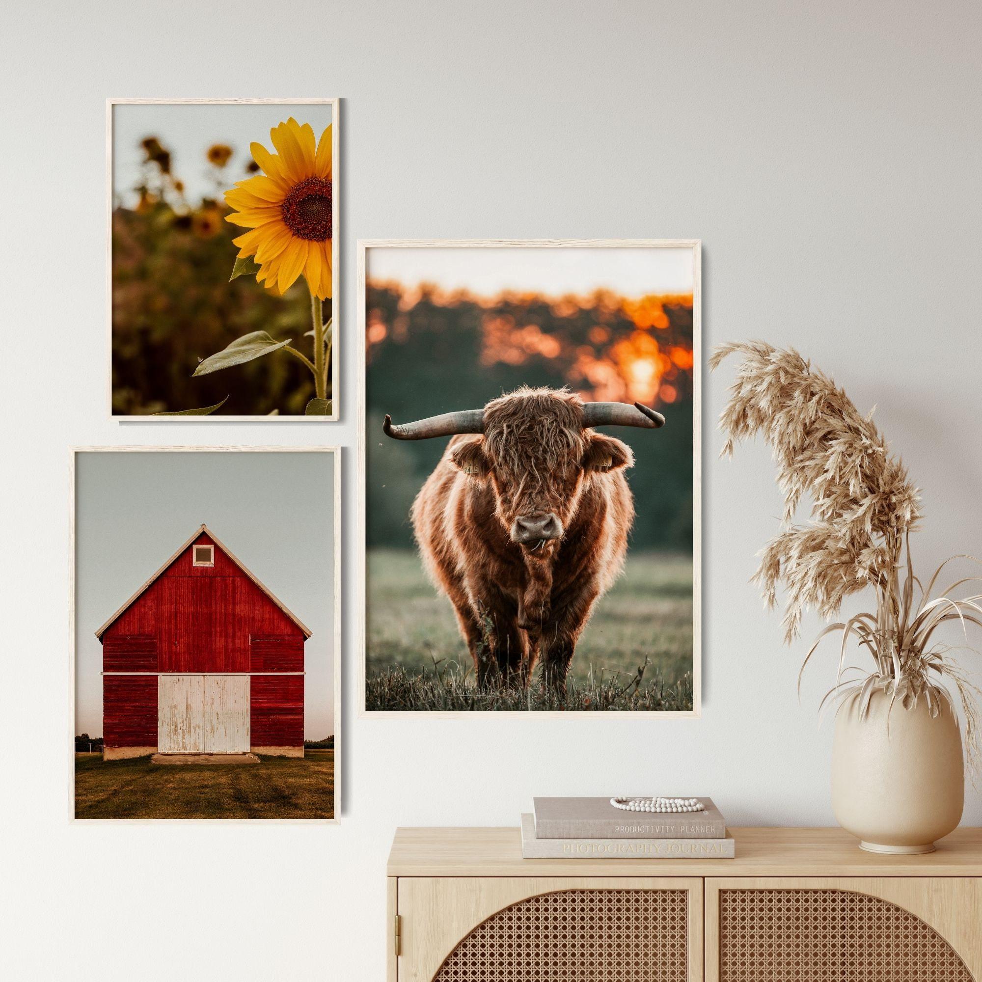 Printable Set of 3 Farmhouse Rustic Prints, Sunflower Photography ...
