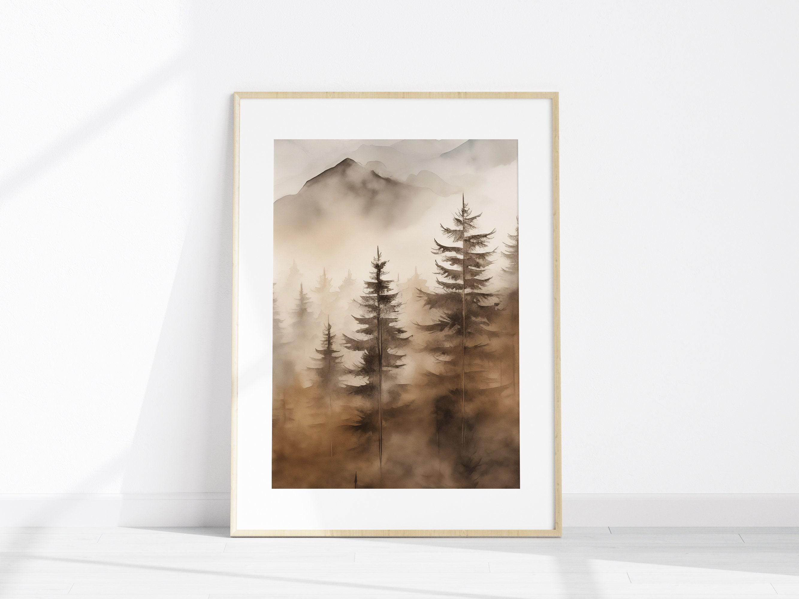 Fall Forest Set of 3 Prints, Printable Foggy Mountain Poster, Misty ...