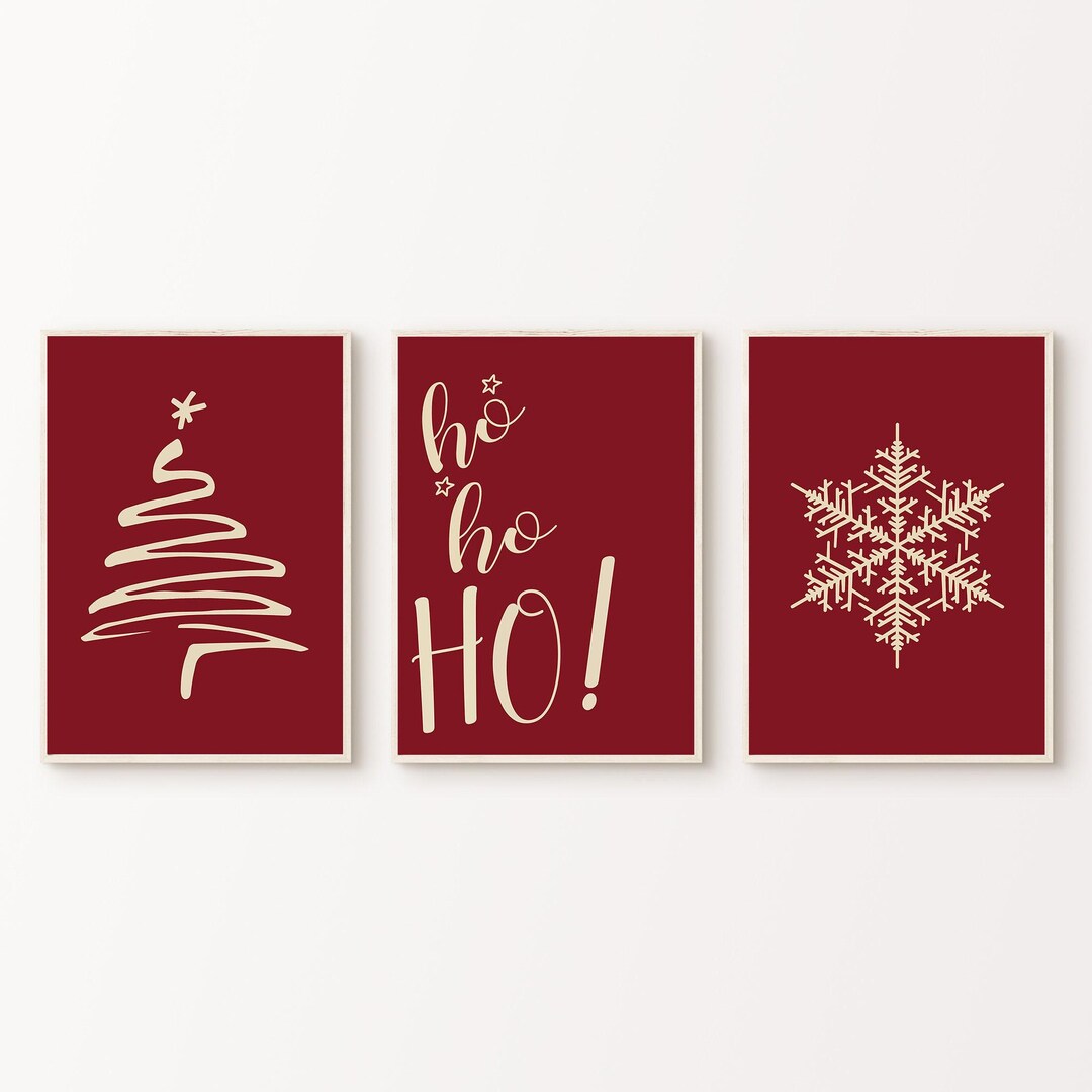 Christmas Set of 3 Prints, PRINTABLE Winter 3 Pieces Wall Art ...