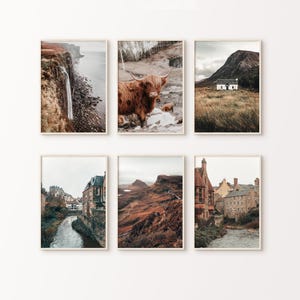 Printable Scotland Set of 6 Photography, Nature Gallery Wall Set, Highland Cow Print, Edinburgh Photography, Landscape 6 Pieces Wall Art