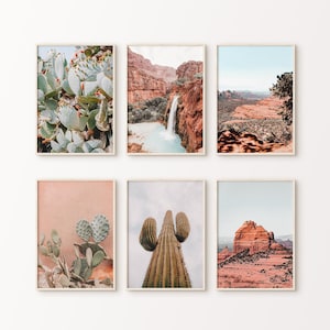 Printable Arizona Desert 6 Pieces Large Wall Art, Grand Canyon Set of 6 Photography, Saguaro Cactus Desert Gallery Wall Set, Nature Art