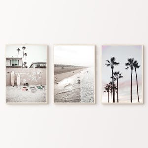 Printable Set of 3 Coastal Photography, Ocean 3 Pieces Wall Art, Seascape Prints, Aerial Beach Print, Surfboard Wall Art, Surfer Print