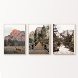 Yosemite Wall Art Set of 3, Large National Park Poster, Yosemite Fall 3 Pieces Wall Art, Yosemite Print DIGITAL Photography Set Yosemite Art