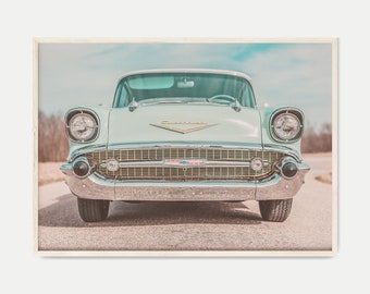 Vintage Car Wall Art, Pink and Teal Car DIGITAL Prints, Retro Car Photography Print, Printable Car Art, Automotive Wall Art, Vintage Decor