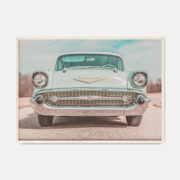 Vintage Car Wall Art, Pink and Teal Car DIGITAL Prints, Retro Car Photography Print, Printable Car Art, Automotive Wall Art, Vintage Decor