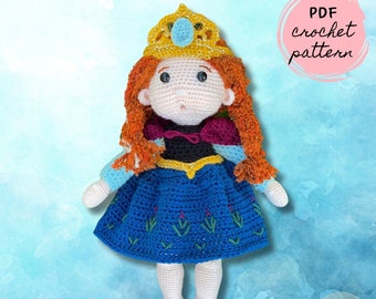 Frozen Arendelle Princess Doll Crochet Pattern | Amigurumi | PDF Digital Pattern | English