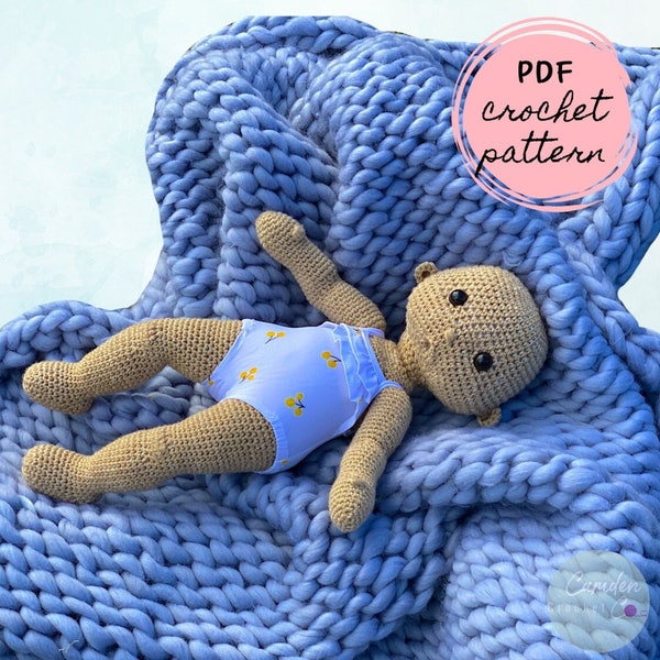 Modèle de crochet de poupée de bébé inspiré de Waldorf | PAS de vêtements INC | Amigurumi | Patron numérique PDF | Anglais