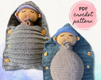 Crochet Baby Doll Pattern | Cocoon Swaddle, Amigurumi (PDF Pattern)