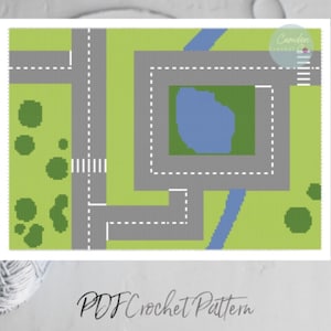 LARGE Children's Car Play Mat Crochet Pattern | Single Crochet Blanket | 3 Types of Patterns Inc | PDF DIGITAL File | English