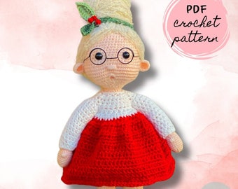 Mrs Claus Crochet Doll Pattern | Christmas | Amigurumi | PDF digital pattern | English