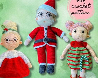 Christmas Doll Bundle Crochet Patterns | Santa Claus, Mrs Claus, Elf | Xmas | Amigurumi | PDF digital pattern | English