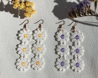 White Daisy Daisy Floral Lace Earrings