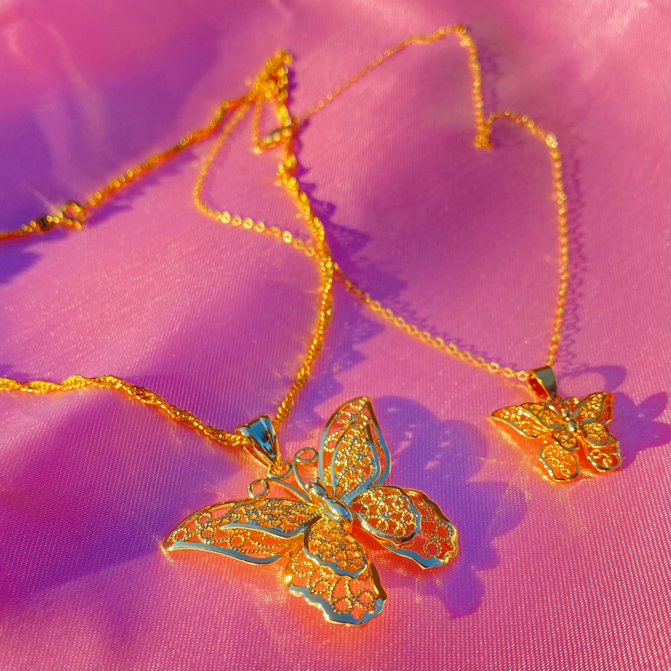 Gold Filled Butterfly Necklace Gold Filled Necklace Monarch Butterfly