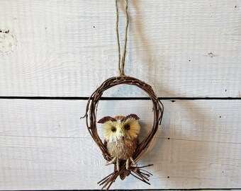 Hanging Perched Owl On Twig Base