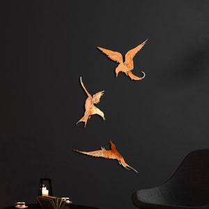Flying Birds Wall Art. Birds Copper Wall Decoration. Set of flying birds. Metal Wall Art. Home Decoration Birds. Patina. Housewarming gift