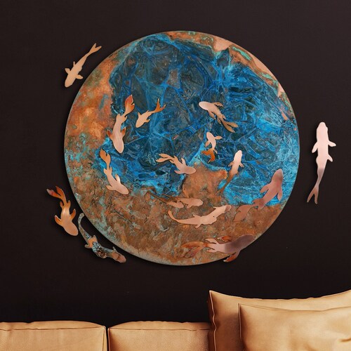 Fish Family Copper Wall Art Metal Wall Decor Koi Fish Wall Etsy