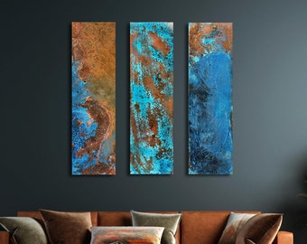 Copper Wall Art, Copper Pictures, Patinated Copper Art, Copper Decoration, Patina Copper, Blue Patina, Lofty Design, Metal Wall Art