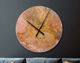 Horloge murale industrielle - Horloge en cuivre - Horloge murale en cuivre patiné - Grande horloge murale ronde - Horloge en cuivre pur - Fait main. Artistique Art du cuivre
