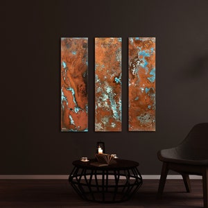 Copper Artistic Pictures, Wall Decor Copper, Large Abstract Copper Art, Copper Decoration, Patina Copper,  Lofty Design, Industrial Decor
