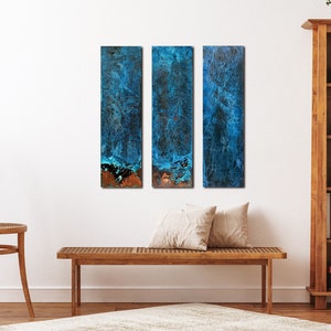 Copper Abstract Pictures, Large Copper Wall Hanging, Copper Decor, Wall Art Copper Patina, Blue Patina, Metal Wall Decoration, Wall Decor