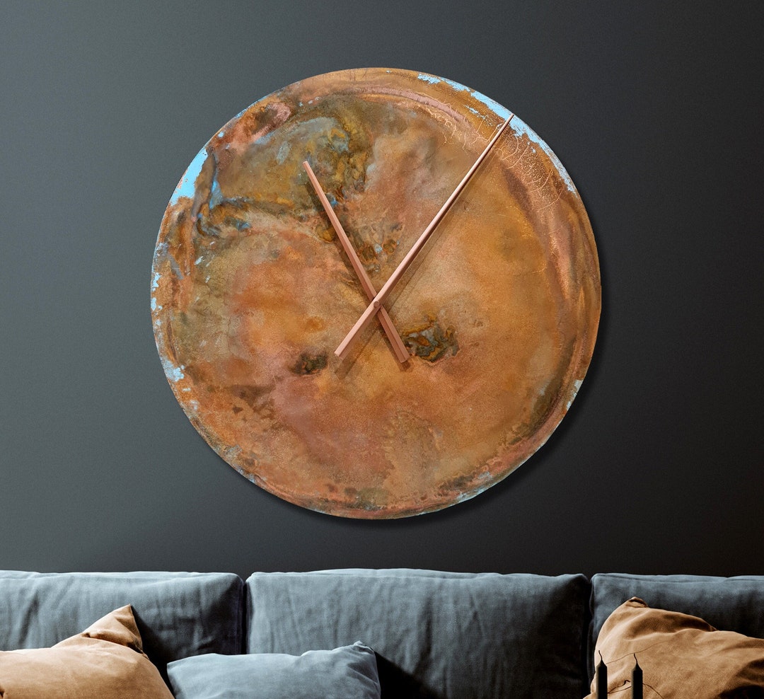 Large Copper Wall Clock Copper Wall Clock Metal Wall Clock Copper