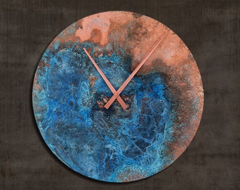 Extra large Wall Clock - 30 inches. Round Copper Clock. Home Decor. Patina Copper. Copper Wall Art. Handmade Wall Clocks. Artistic Clock