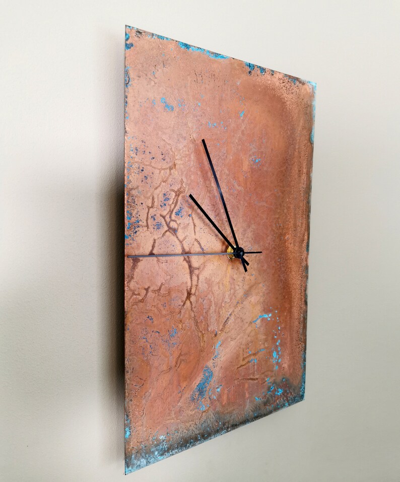 Patina Copper Wall Clock. Rectangular Clock Copper. Decorative Etsy