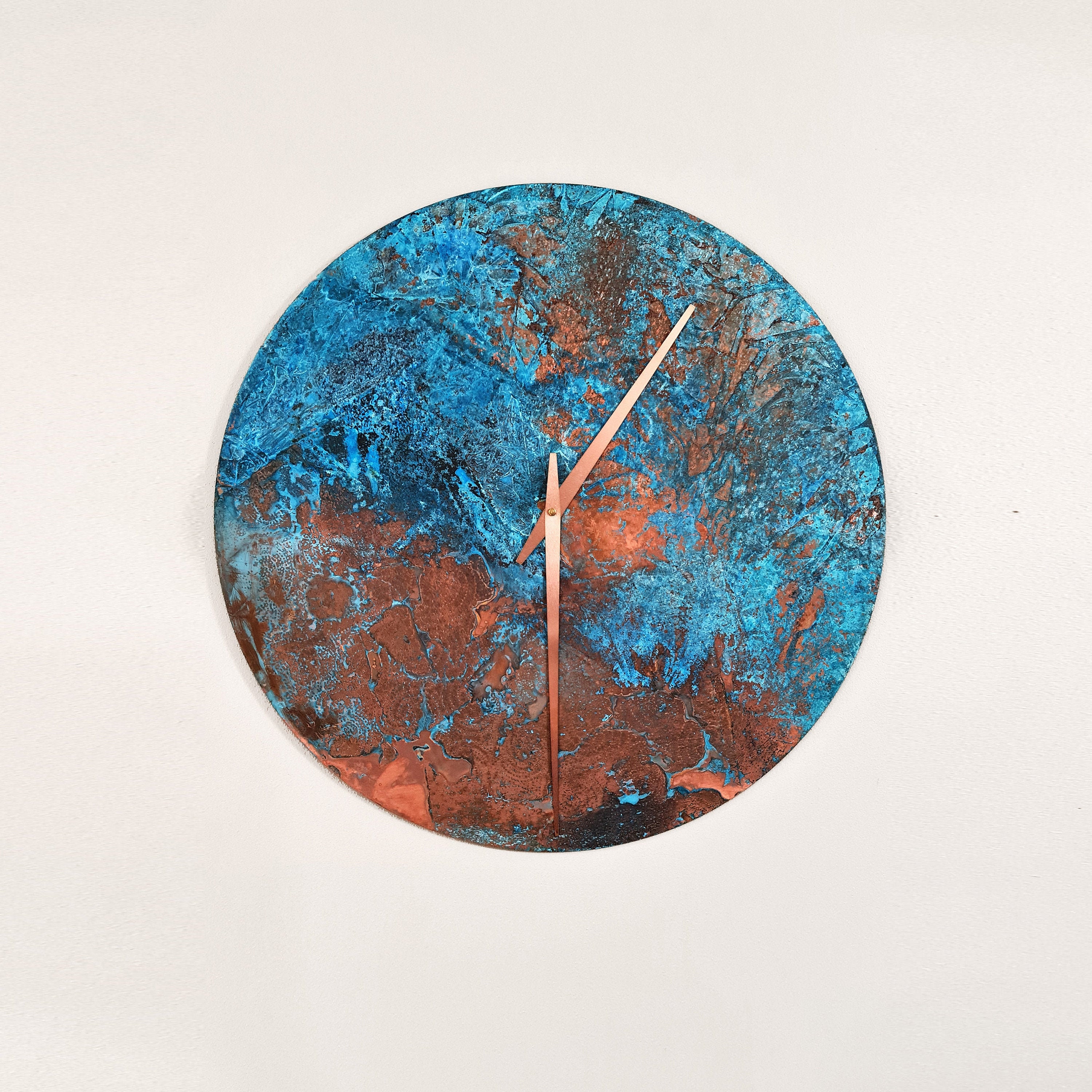 Round Copper Wall Clock Large. Copper Patina Clock. Interior Etsy UK