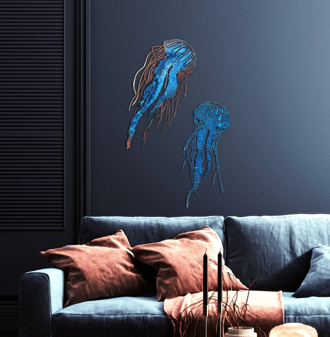 Jellyfish Wall Art. A Pair of Jellyfish Copper Wall Decor. Etsy
