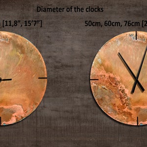 Horloge Murale Ronde, Horloge Industrielle Cuivre Patine. Art mural en cuivre, grande horloge couleur cuivre, horloge en cuivre brut. Décoration murale. Cadeau Cuivre 4 black pointers