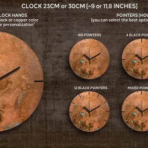 Runde Wanduhr, Kupferuhr, Wanduhr aus Kupfer, große runde Wanduhr, Industrieuhr, Kupferpatina, große Uhr, Kupferkunst Bild 3