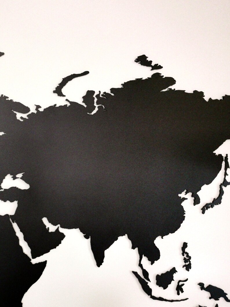 Black Metal World Map World Map in Black Metal Wall Art Etsy Canada