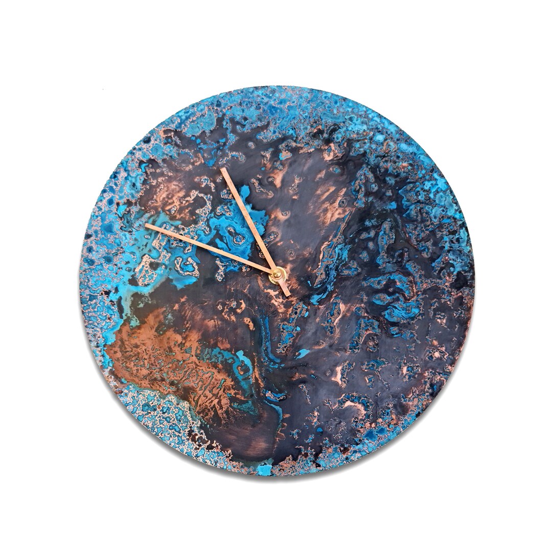 Round Copper Wall Clock. Decorative Metal Wall Clock. Etsy