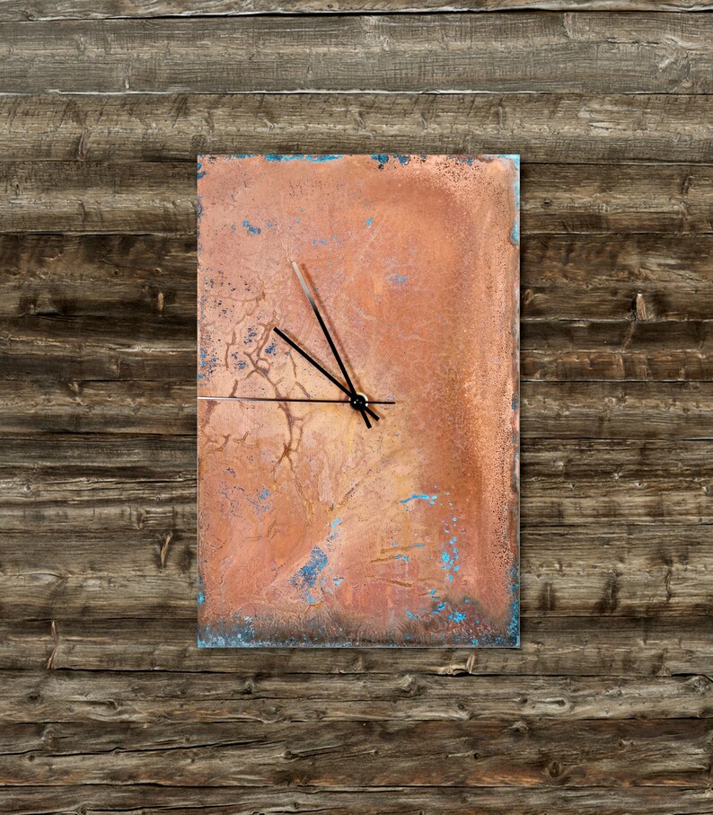 Patina Copper Wall Clock. Rectangular Clock Copper. Decorative Etsy